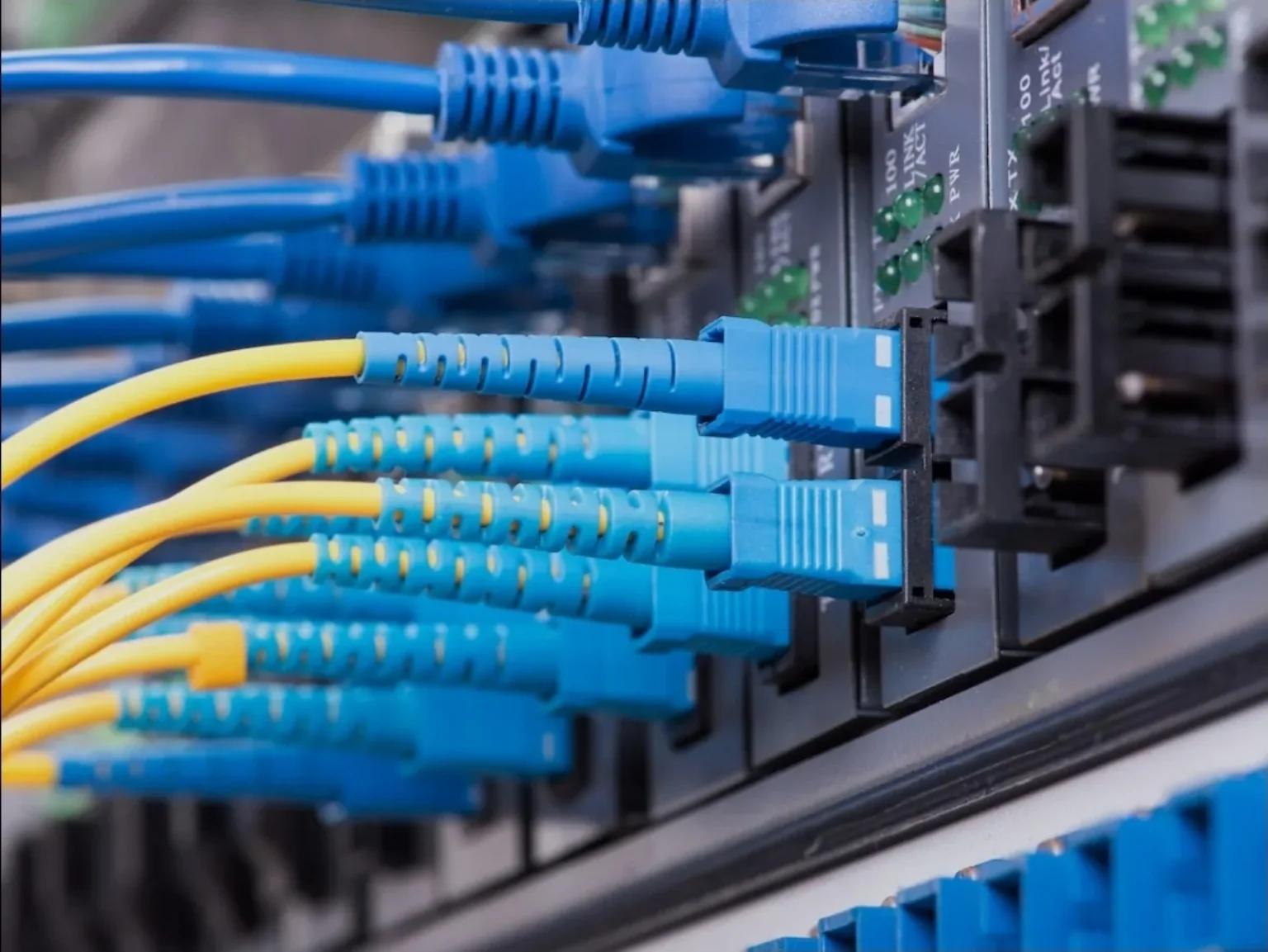 Fiber and network infrastructure closeup